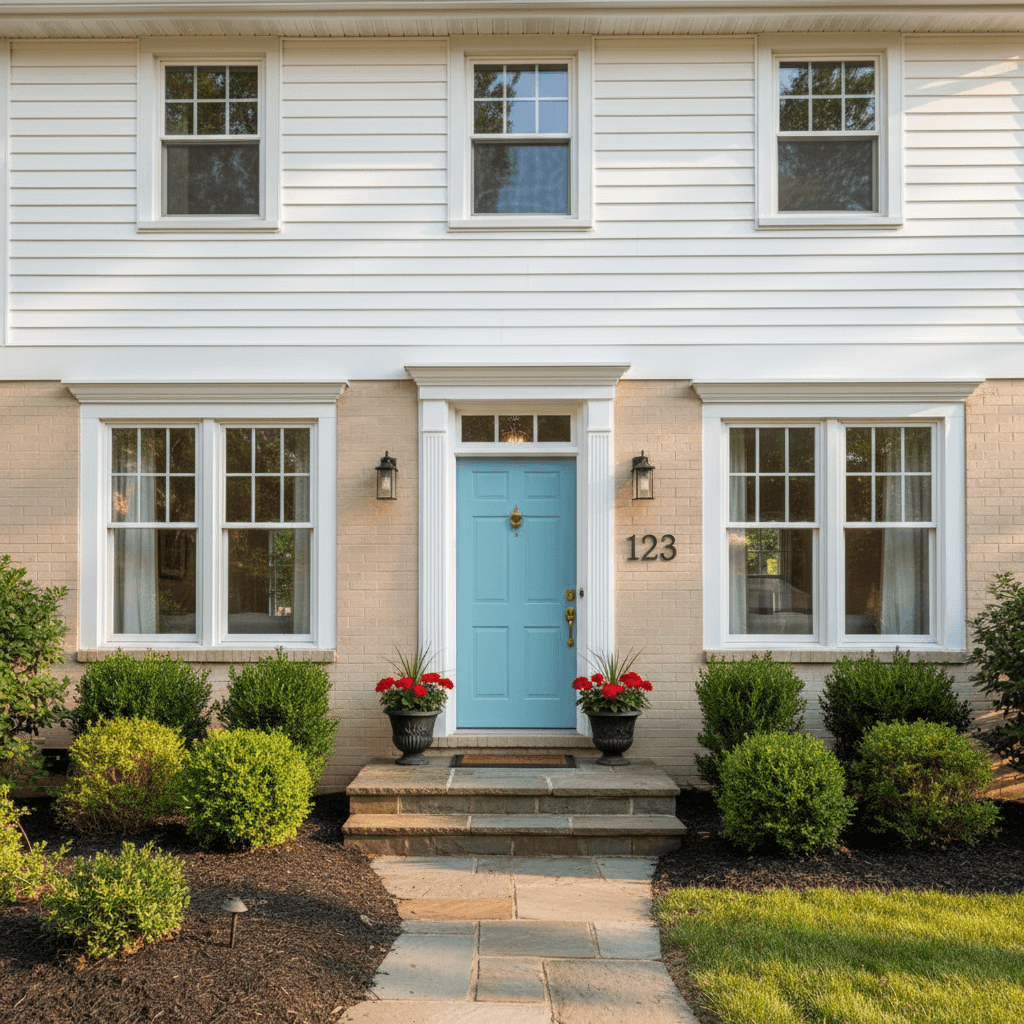 Home exterior with enhanced curb appeal after cleaning