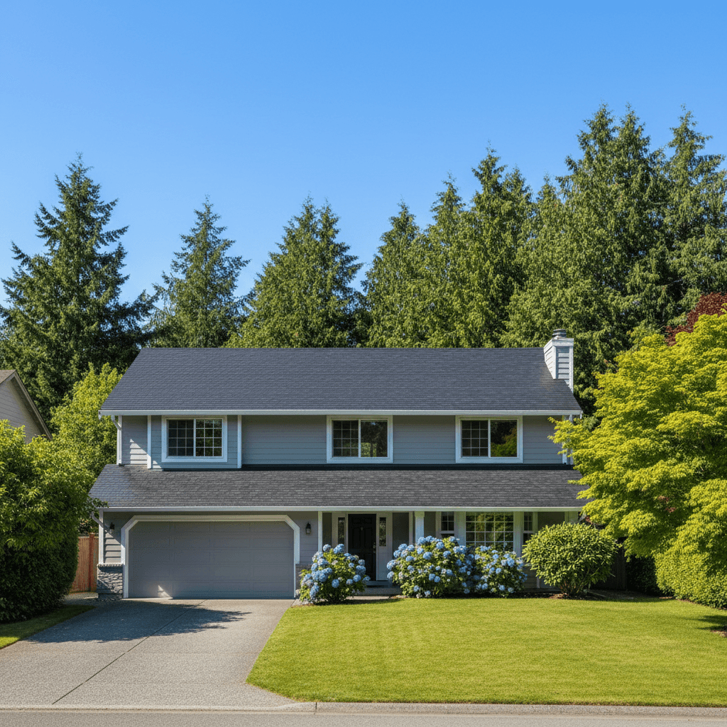 House with freshly cleaned roof showing restored curb appeal